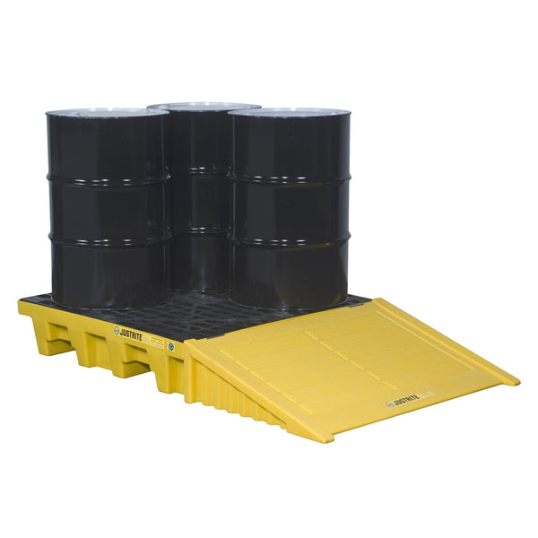 Justrite Spill Pallet, 4 Drum Square, Yellow - 28634