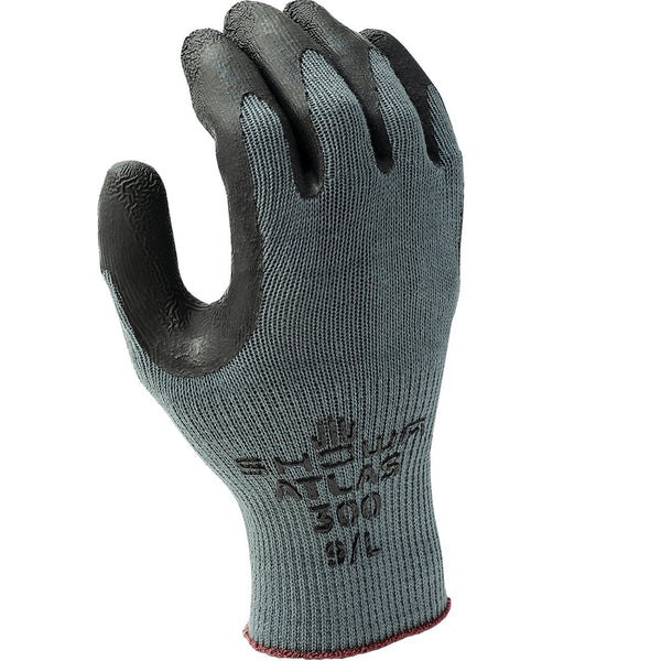 Showa Atlas 300BL Palm-Dipped Rubber Coating Work Gloves, Black – BHP Safety  Products
