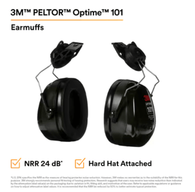 3M PELTOR Optime 101 Earmuffs H7P3E (Hard Hat Attachable) - BHP Safety Products