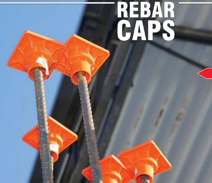 PALMER Premium REBAR CAPS; OSHA Approved; 100pcs Construction Rebar Safety Caps; Fits Rebars #3 - #8