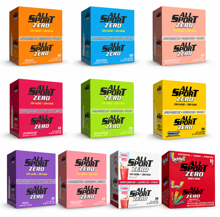 All Sport Powder Hydration Sticks - Traditional & Ultimate Variety - Zero Calorie, Performance Electrolyte Drink Mix, Sugar Free, 2x Potassium, 500/Case