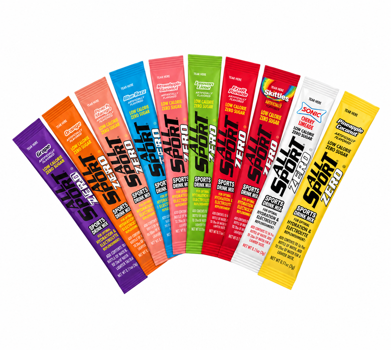 All Sport Powder Hydration Sticks - Traditional & Ultimate Variety - Zero Calorie, Performance Electrolyte Drink Mix, Sugar Free, 2x Potassium, 500/Case