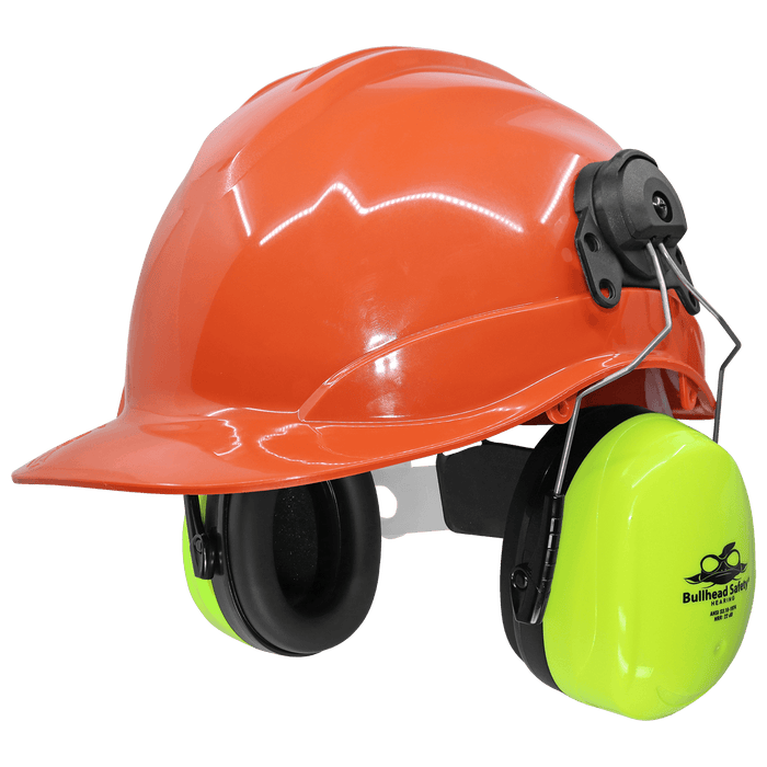 Bullhead Safety Hi - Vis Lime, Cap - Mounted, NRR 22 dB Earmuffs, HP - M3 - BHP Safety Products