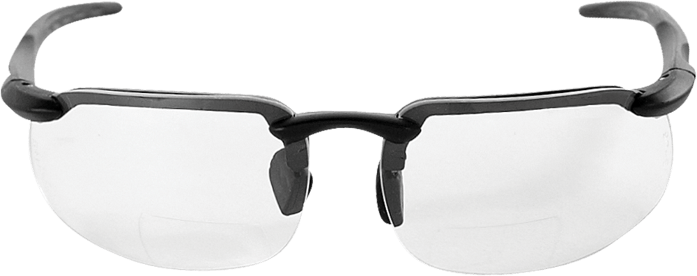 Bullhead Swordfish Clear Bifocal/Reader Style Lens, Matte Black Frame Safety Glass (+1.5, +2.0, +2.5) - BHP Safety Products