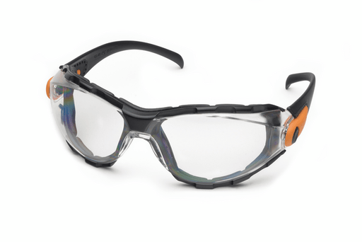 Delta Plus Go - Specs Clear Anti - Fog, GG - 40C - AF, EVA Foam Lined Spectacle, Clear AF/PC Lens, Black Frame/Orange Accent, Angle Adjustable Temples - BHP Safety Products
