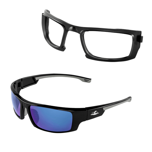 Dorado Blue Mirror Performance Fog Technology Polarized Lens with Shiny Black Frame, Safety Glasses (with FR Foam Gasket Option) - BH95129PFT - BHP Safety Products