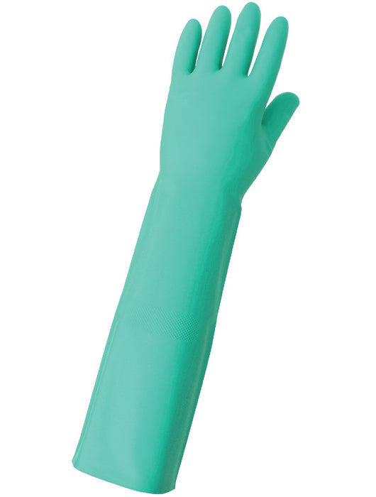 FrogWear 522 Extra - Long 22 - Mil Green Nitrile Unsupported Gloves with Raised Diamond Pattern Grip - 1/Pair - BHP Safety Products