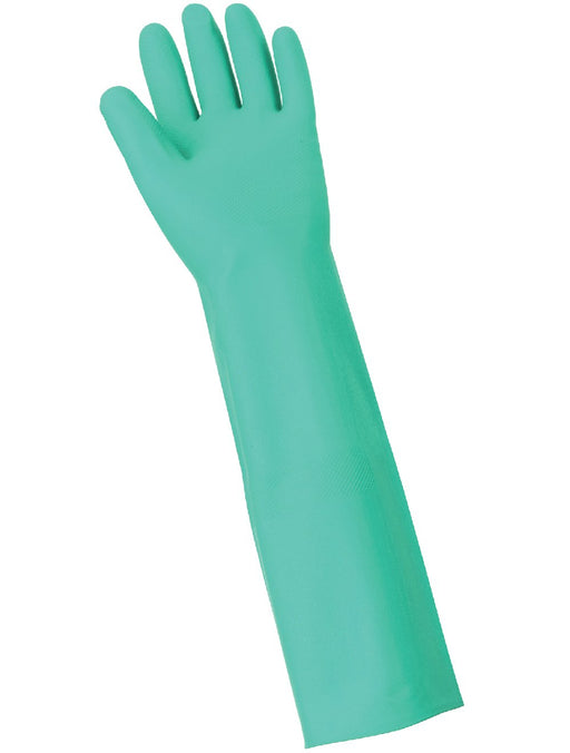 FrogWear 522 Extra - Long 22 - Mil Green Nitrile Unsupported Gloves with Raised Diamond Pattern Grip - 1/Pair - BHP Safety Products