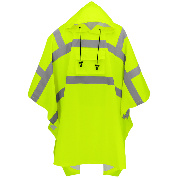 FrogWear Hi - Vis Lime PVC - Coated Polyester Rain Poncho, GLO - 850 - BHP Safety Products