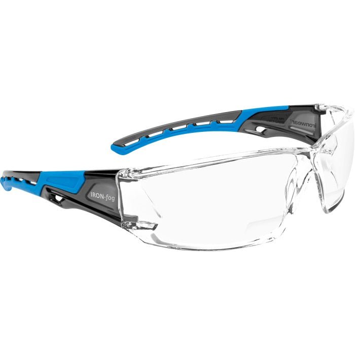 Iron - Fog Reader Premium Grade Anti - Fog Safety Glasses Blue Frame, Clear Lens with Bifocal - BHP Safety Products