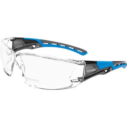 Iron - Fog Reader Premium Grade Anti - Fog Safety Glasses Blue Frame, Clear Lens with Bifocal - BHP Safety Products