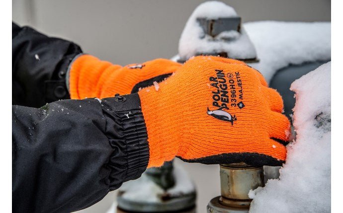 Majestic Glove 3396HO Polar Penguin Winter Lined with Latex Dipped Palm, Orange (12/Pairs) - BHP Safety Products