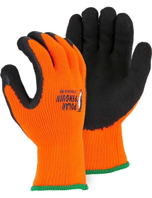 Majestic Glove 3396HO Polar Penguin Winter Lined with Latex Dipped Palm, Orange (12/Pairs) - BHP Safety Products