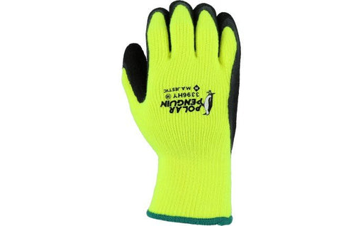 Majestic Glove 3396HY Polar Penguin Winter Lined with Latex Dipped Palm, Hi - Vis Lime (12/Pairs) - BHP Safety Products