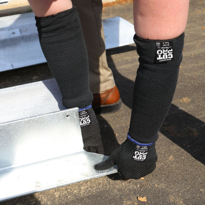 MCR Safety CutPro Black, Double - Ply Kevlar, 18" Cut Resistant Sleeve with Thumb Hole, 9178T - BHP Safety Products