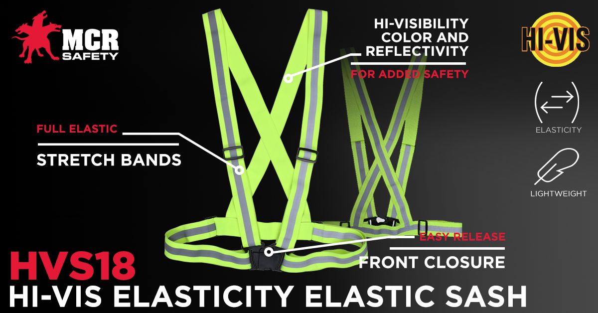 MCR Safety Reflective Suspender/Sash with Reflective Striping, HVS18 - BHP Safety Products