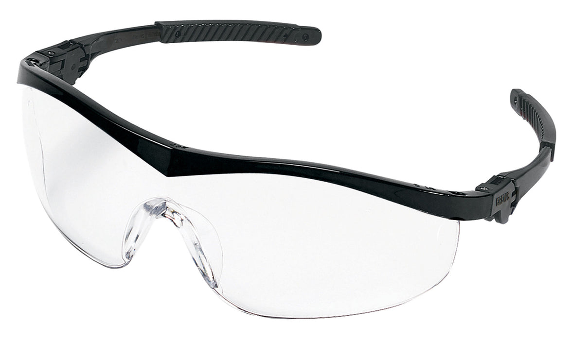 MCR Safety ST1 Series Safety Glass, Clear Lens, Black Frame & Temple, ST110 - BHP Safety Products