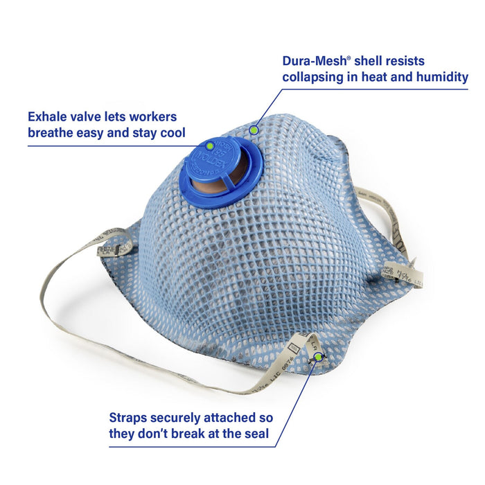 Moldex 2500N95 Disposable Particulate Respirator Plus Nuisance Acid Gases with Valve, Medium/Large, NIOSH Approved - BHP Safety Products