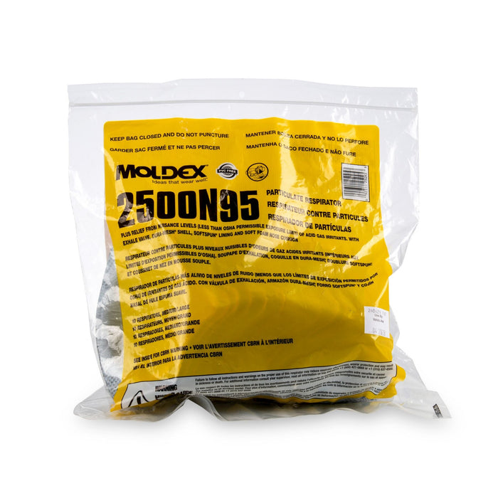 Moldex 2500N95 Disposable Particulate Respirator Plus Nuisance Acid Gases with Valve, Medium/Large, NIOSH Approved - BHP Safety Products