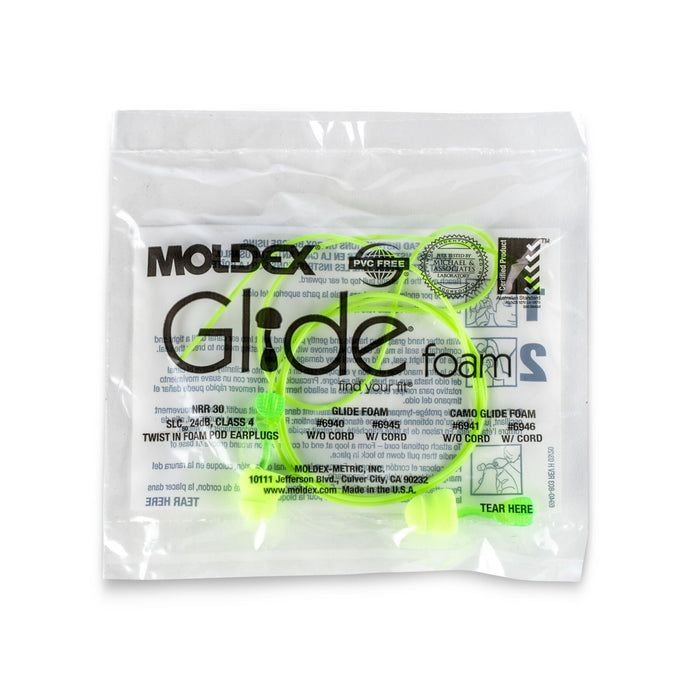 Moldex Glide Corded Foam Twist and Push - In Earplug 6945, NRR 30dB (Box of 100 - Pairs) - BHP Safety Products