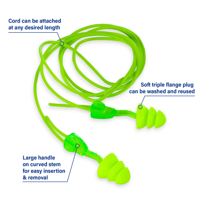 Moldex Glide® Trio Corded Reusable Twist and Push - In Earplug 6445, NRR 27dB (Box of 50 - Pairs) - BHP Safety Products