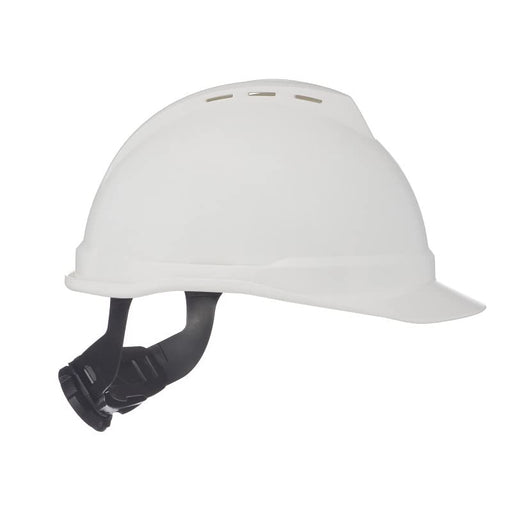 MSA V - Gard 500 Cap Style Hard Hat, White Vented, 6 - Point Fas - Trac III Suspension - BHP Safety Products