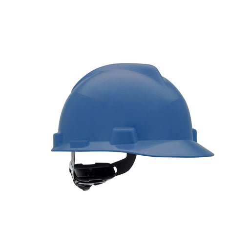 MSA V - Gard Slotted Cap Style Hard Hat, Blue, W/Fas - Trac III Suspension - BHP Safety Products