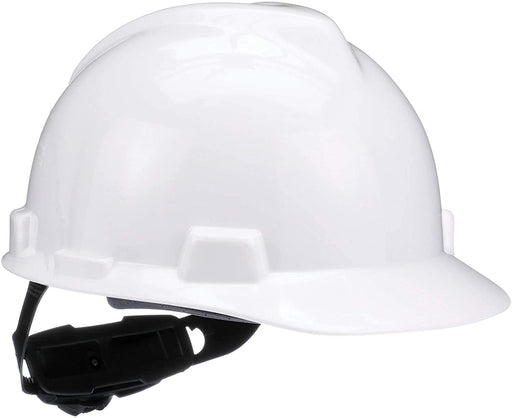 MSA V - Gard Slotted Cap Style Hard Hat, White, W/Fas - Trac III Suspension - BHP Safety Products