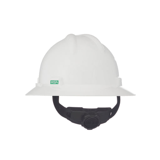 MSA V - Gard Slotted Full - Brim Hat, White, w/Fas - Trac III Suspension - BHP Safety Products