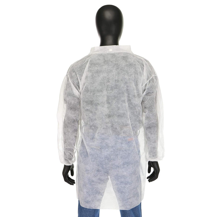 PIP Standard Weight 20GSM SBP Lab Coat with Elastic Wrist, No pockets, 3512 - BHP Safety Products