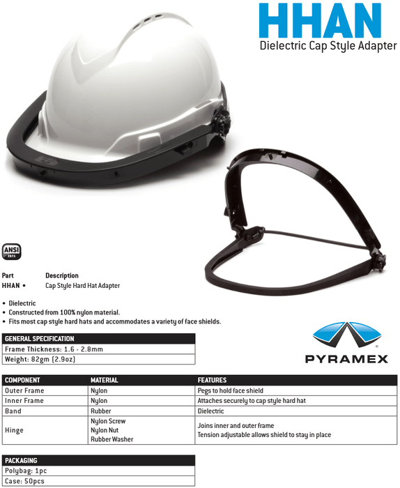 Pyramex Dielectric Headgear / Adapter (For Full Brim or Cap Style) - BHP Safety Products