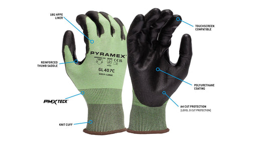 Pyramex GL407C Polyurethane A4 Cut Glove (S - 2XL) - BHP Safety Products