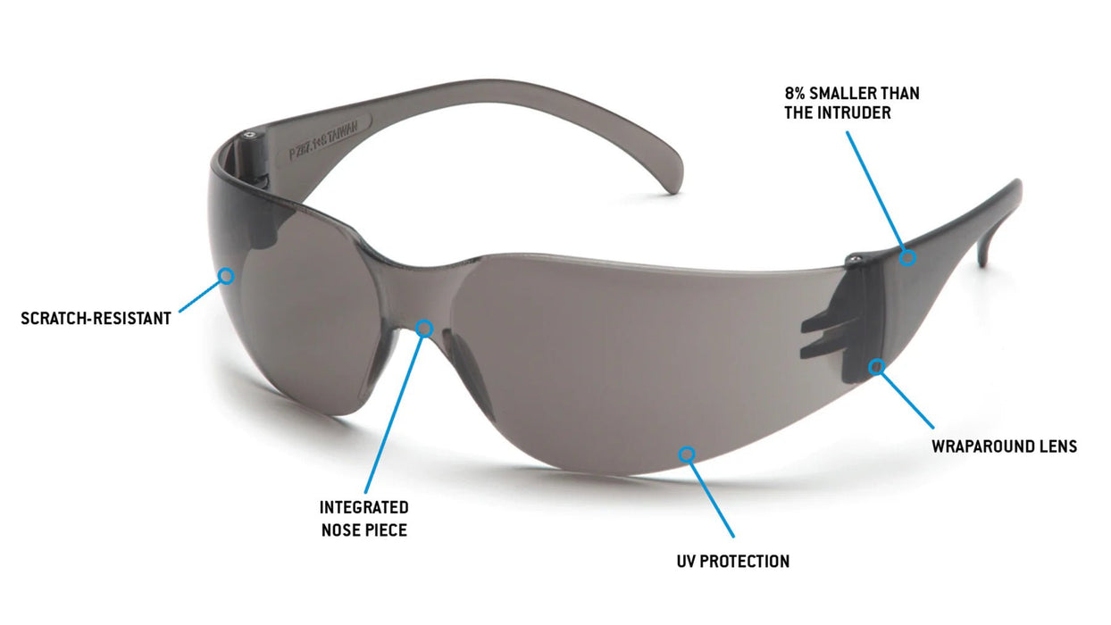 Pyramex Mini Intruder Safety Glass, Clear or Gray Lens - BHP Safety Products