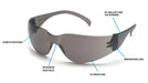 Pyramex Mini Intruder Safety Glass, Clear or Gray Lens - BHP Safety Products