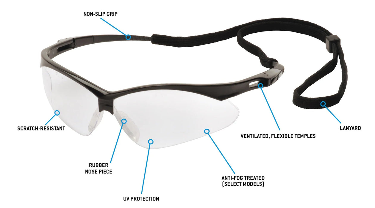 Pyramex PMXTREME Glasses Black Frame/Gray Lens with Black Cord - BHP Safety Products