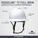 Pyramex Ridgeline® T2 Full Brim Hard Hat (Vented & Non - Vented) w/o Mips® - BHP Safety Products
