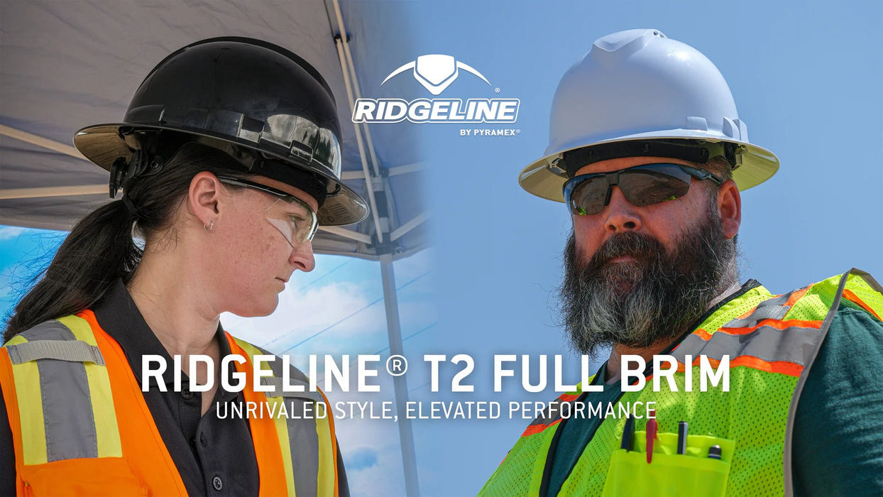 Pyramex Ridgeline® T2 Full Brim Hard Hat, White (Vented & Non - Vented) with Mips® - BHP Safety Products