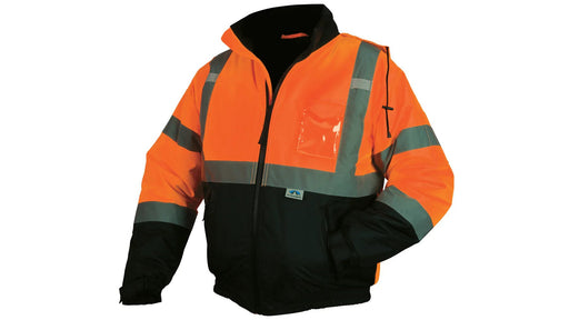 Pyramex RJ32 Series Bomber Jacket, Hi - Vis Orange with 2" Silver Reflective Striping, Insulated, ANSI Type R Class 3 - BHP Safety Products