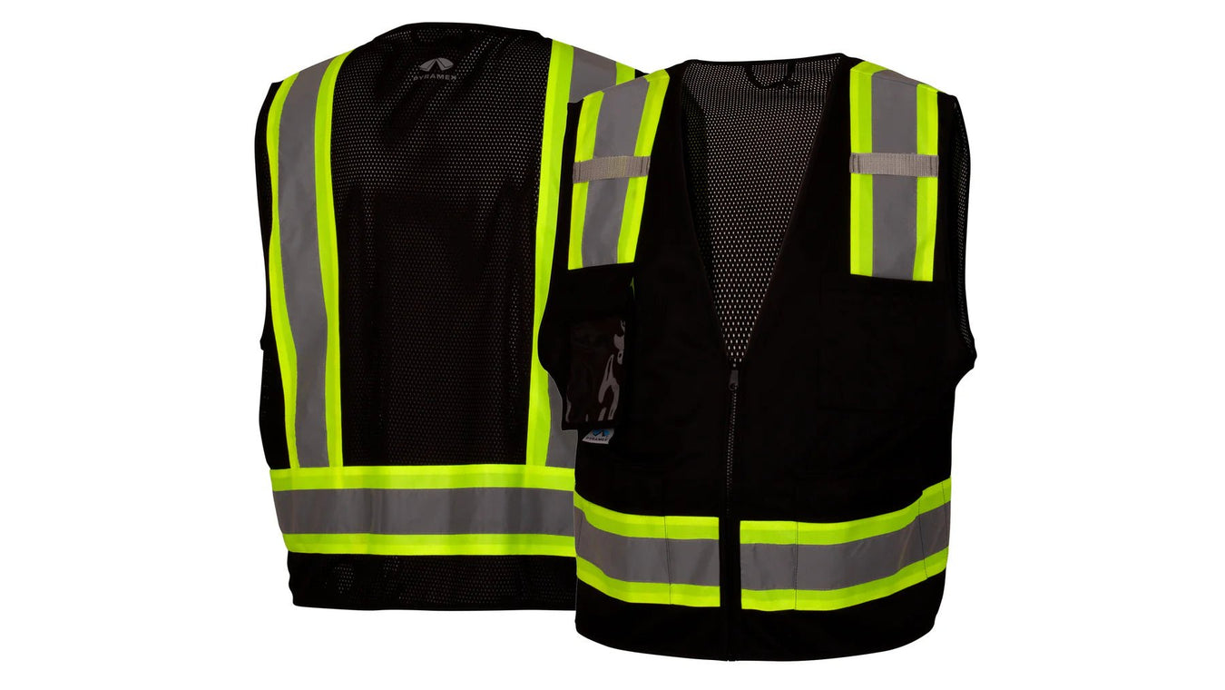 Pyramex RVZ24CP Series Surveyor Safety Vest Class 2, Black - BHP Safety Products