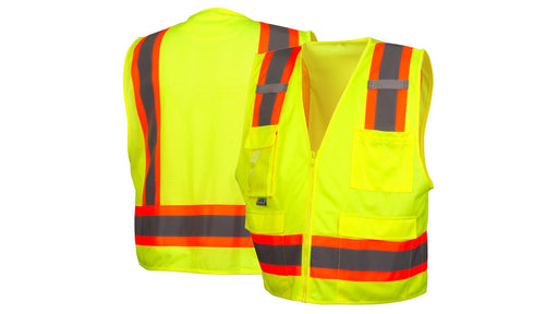 Pyramex RVZ24CP Series Surveyor Safety Vest Class 2, Hi - Vis Lime - BHP Safety Products