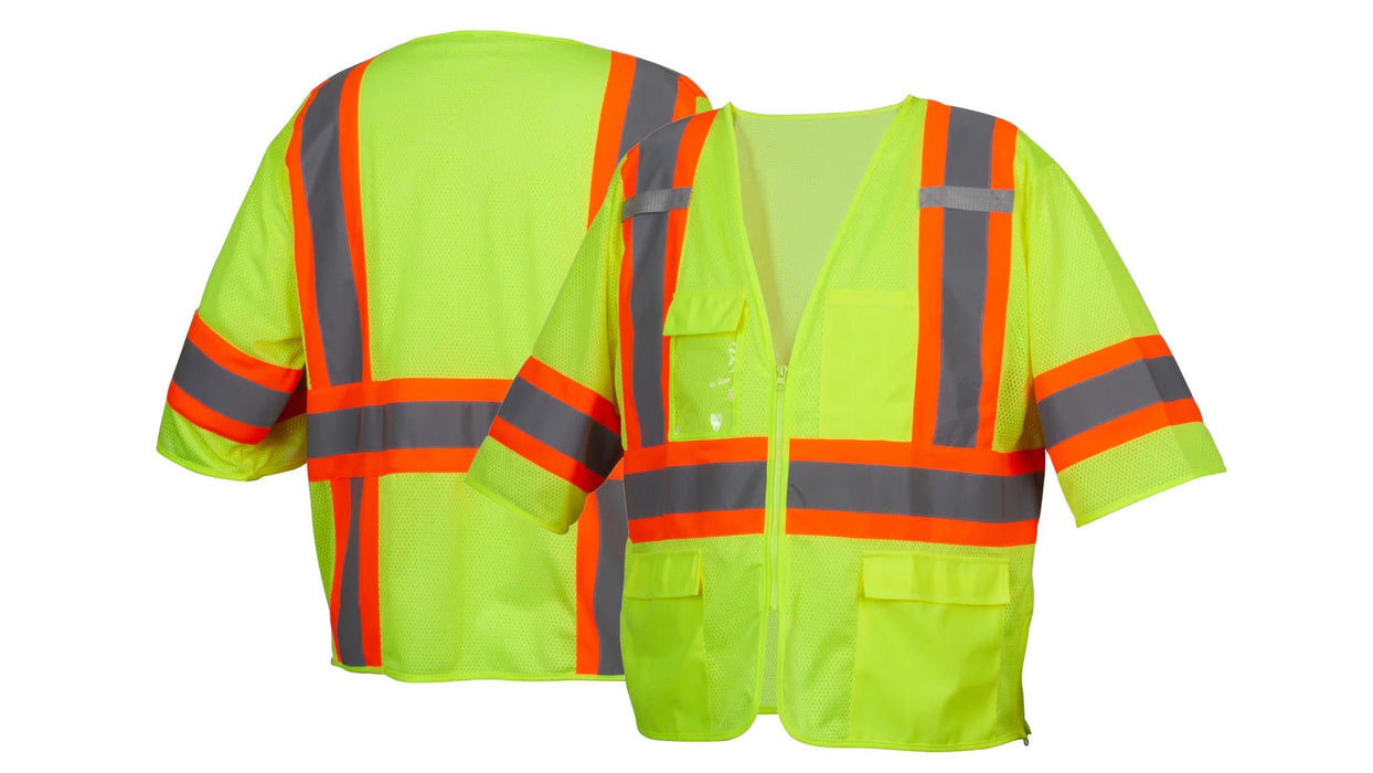 Pyramex RVZ36 Series ANSI Class 3 Hi - Vis Lime Safety Vest - BHP Safety Products