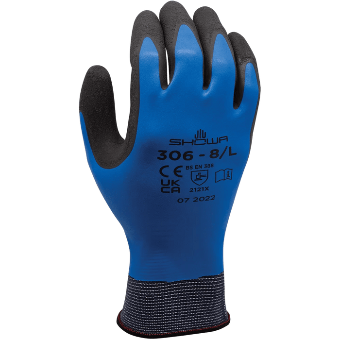 Showa 306 Latex Coated Waterproof Work Gripper Gloves (12 - Pairs) - BHP Safety Products