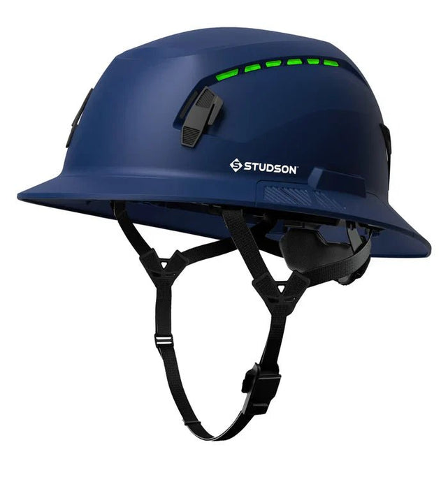 Studson SHK1 - FB - CW White Vented Industrial Safety Helmet with Integrated Chip Technology, Full Brim - BHP Safety Products