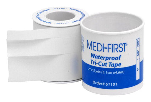 Waterproof Medical Tape, Medi - First, White, 5 yds (3/8", 5/8", 1"), Adhesive, NonSterile, 61101 - BHP Safety Products