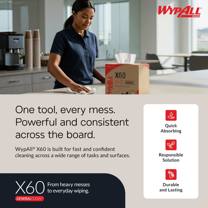 WypAll® GeneralClean™ X60 Multi - Task Cleaning Cloths (118/Box), 34790 - BHP Safety Products