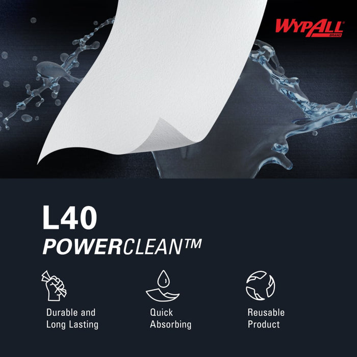 WypAll® PowerClean™ L40 Extra Absorbent Towels, Jumbo Roll (750/Roll), 05007 - BHP Safety Products