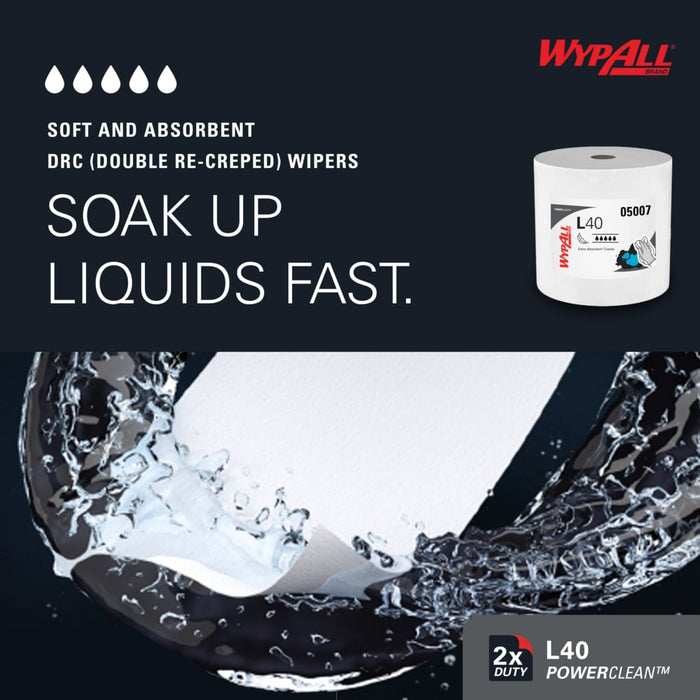 WypAll® PowerClean™ L40 Extra Absorbent Towels, Jumbo Roll (750/Roll), 05007 - BHP Safety Products