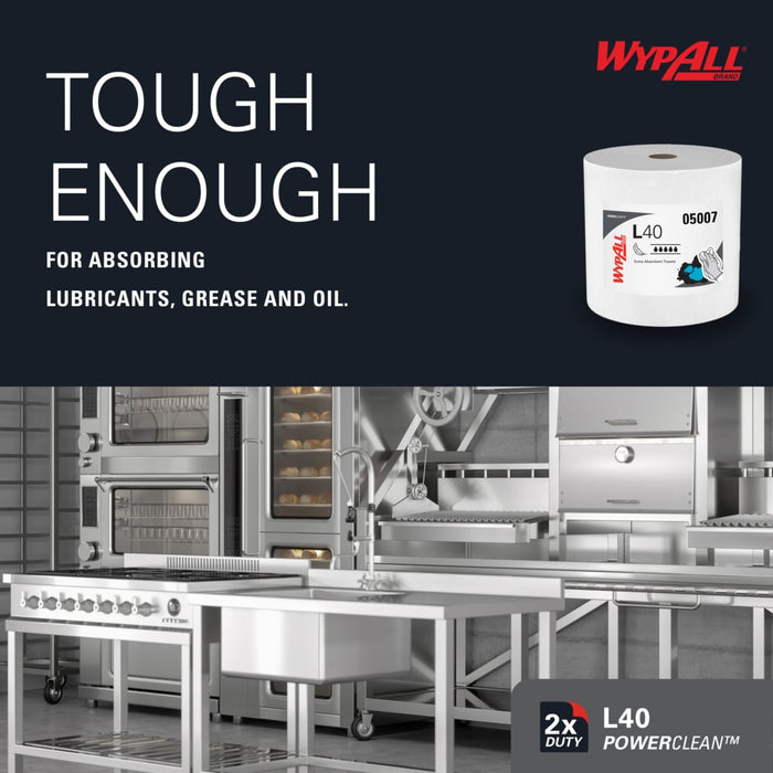 WypAll® PowerClean™ L40 Extra Absorbent Towels, Jumbo Roll (750/Roll), 05007 - BHP Safety Products