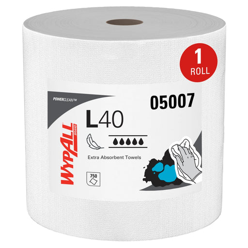 WypAll® PowerClean™ L40 Extra Absorbent Towels, Jumbo Roll (750/Roll), 05007 - BHP Safety Products