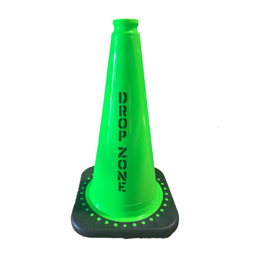 18 Inch Traffic Cone, Lime with "Drop Zone" Logo - BHP Safety Products
